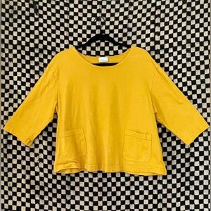 Pacific Cotton Boxy Top 100% Cotton 3/4 length sleeve pocket tee.